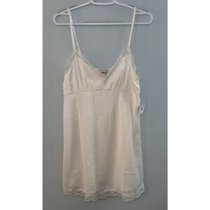 NWT American Eagle Womens Dress Size M Satin Slip White Lace Babydoll Fairy